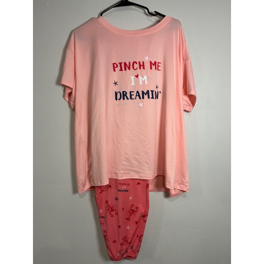 Joyspun Womens Lobster Sleepwear Pajama Set Size XL (16-18) Pink Wine color